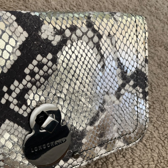 Longchamp Crossbody Clutch Bag Metallic Suede Leather - Picture 4 of 10